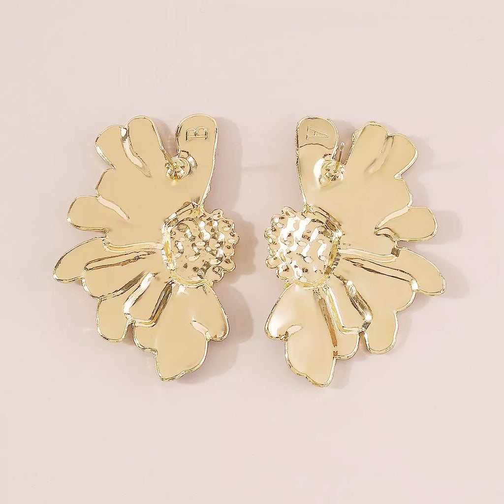 Enamel Flower Stud Earrings – Gold – main view – Varex HQ