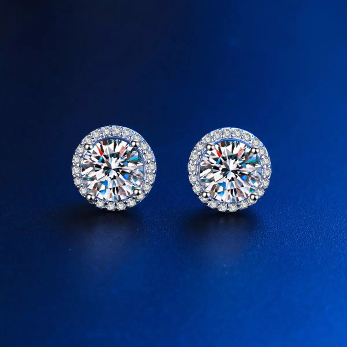 Moissanite Stud Earrings – 1 Carat Sterling Silver – view 1 – Varex HQ