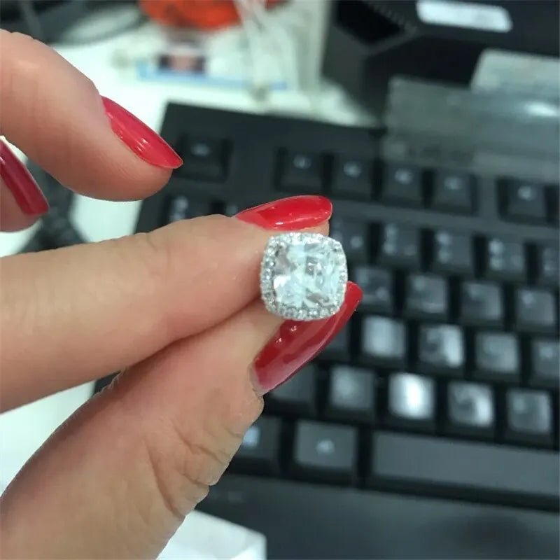 Cushion Cut CZ Halo Studs