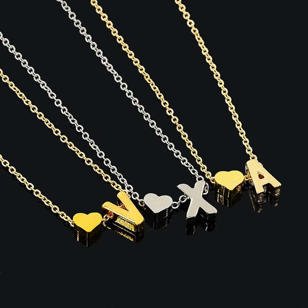 Dainty Heart Initial Necklace