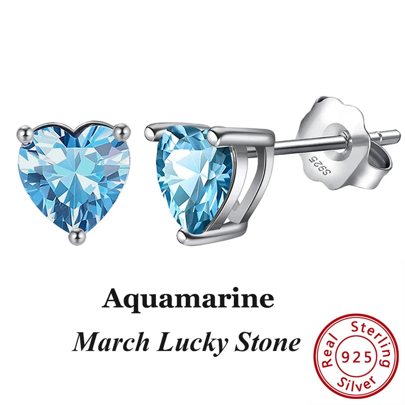Silver-Tone Birthstone Stud Earrings | 12 Month CZ Earrings, Gift for Her | Varex HQ