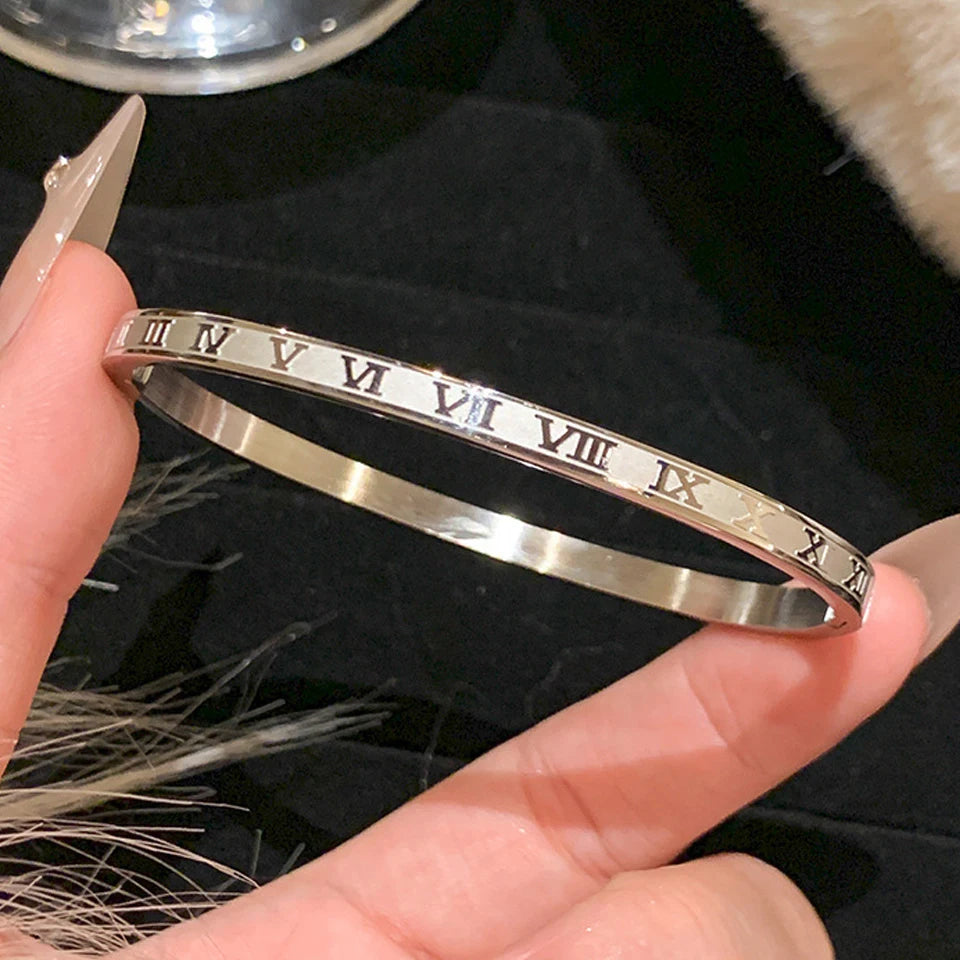 Stainless Steel Zirconia Bangle Set | Non-Fading Gold Stacking Bracelets for Women