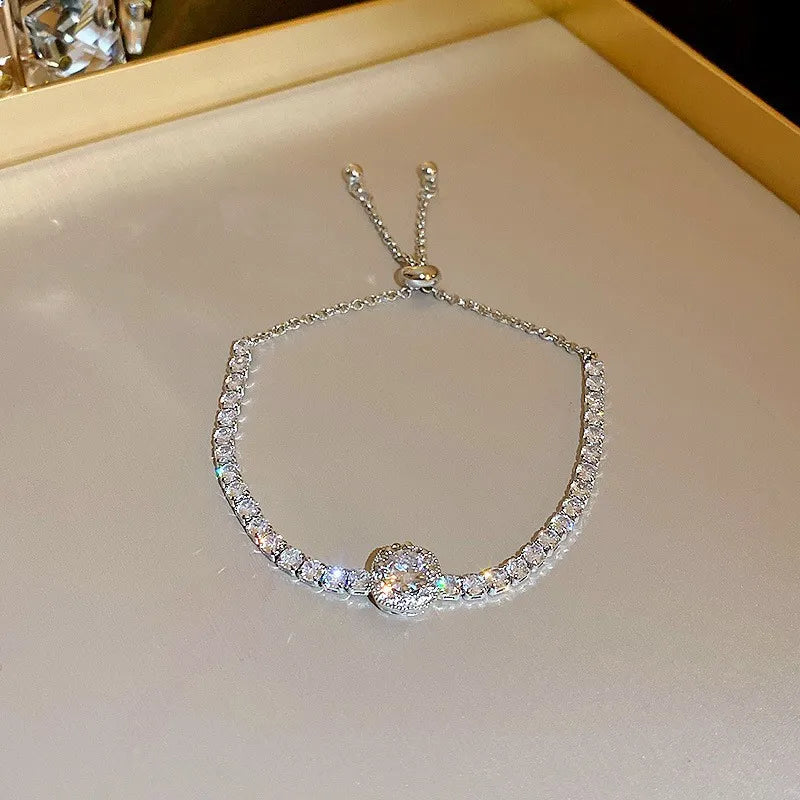 Adjustable Crystal Wave Bracelet | Gold Tennis Slider for Women & Weddings