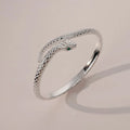 Silver Snake Cuff Bracelet | Adjustable Textured Open Bangle for Women