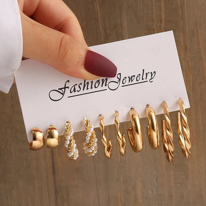 Vintage Gold & Pearl Earring Set