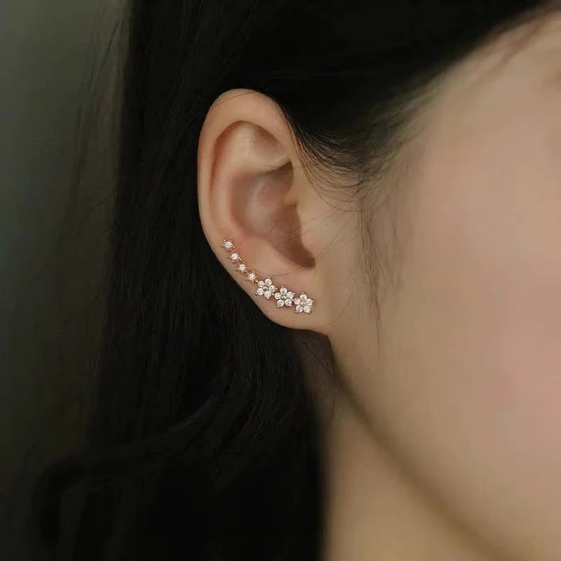 Silver Floral Sweep Earrings