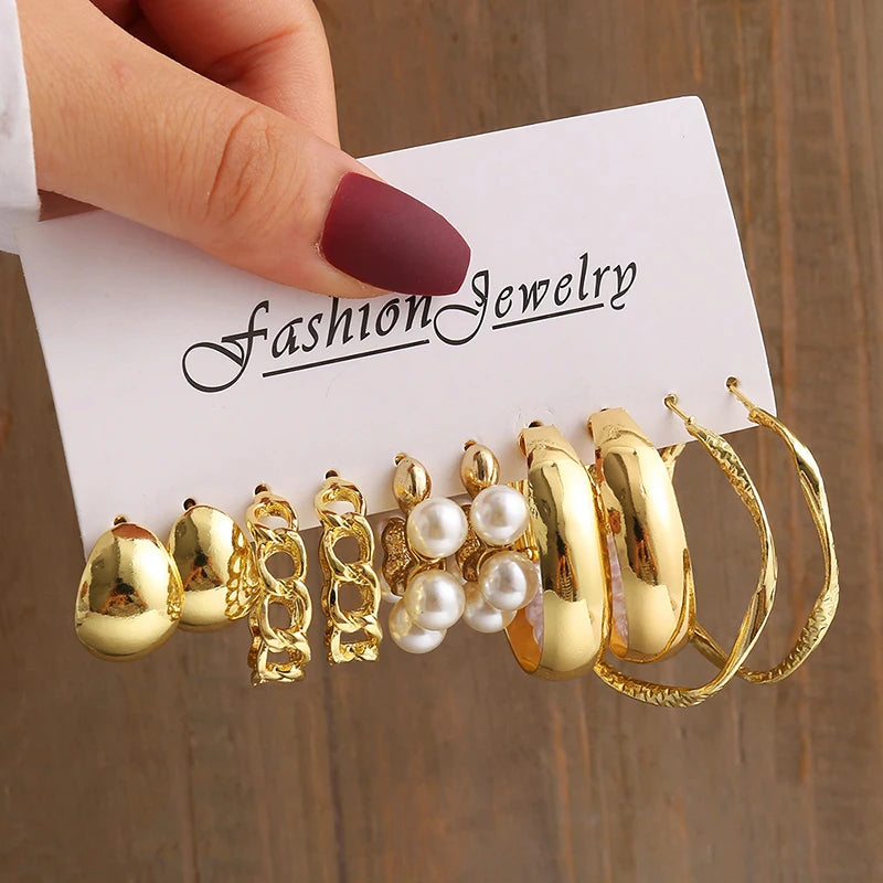 Vintage Gold & Pearl Earring Set