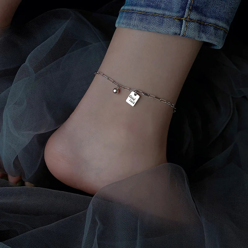 Dazzling Chain Anklet – Silver-Tone, Clear CZ | Varex HQ