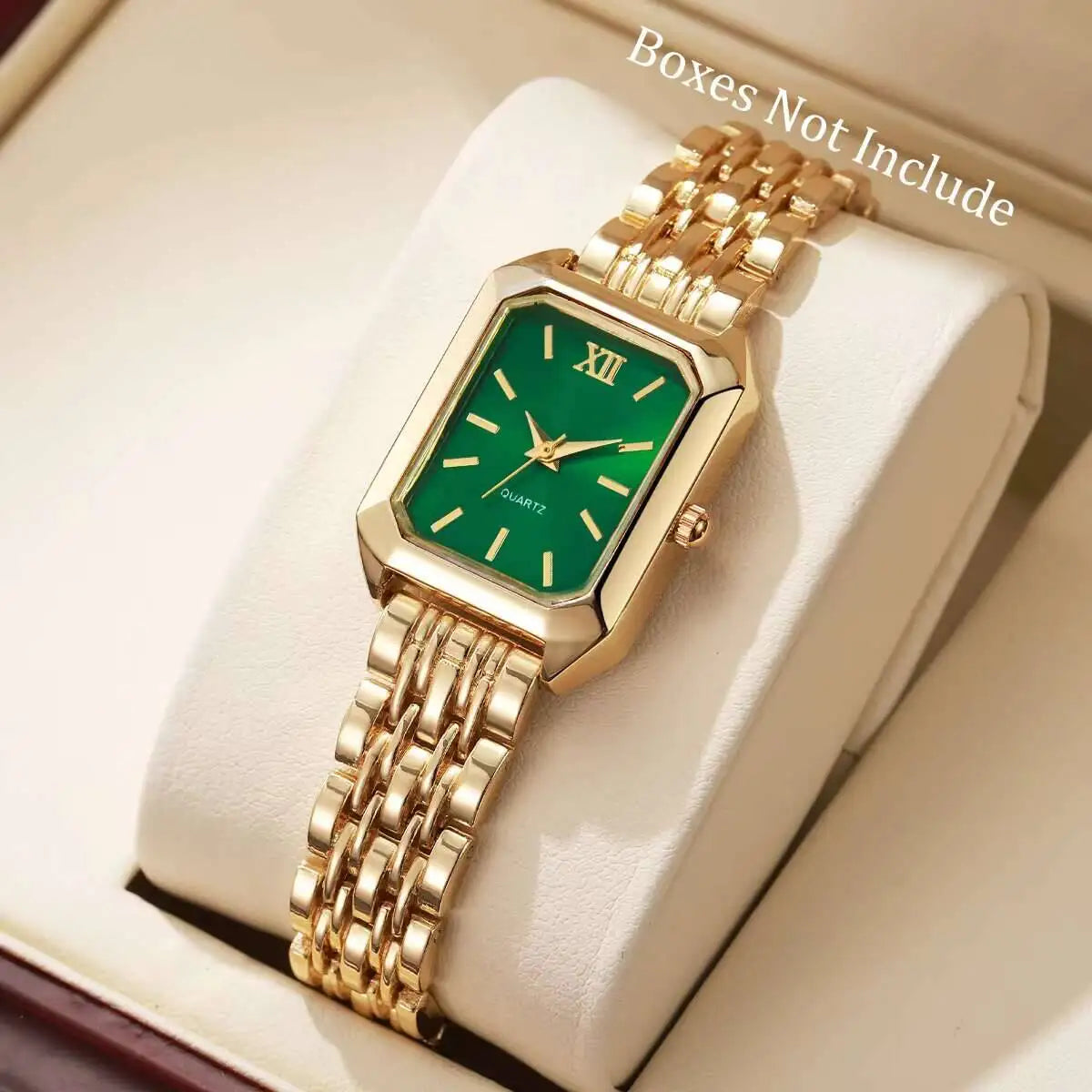Women’s Rectangular Gold Mesh Quartz Watch | Elegant Square Dial Wristwatch