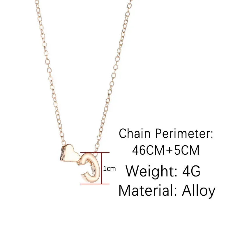 Dainty Heart Initial Necklace