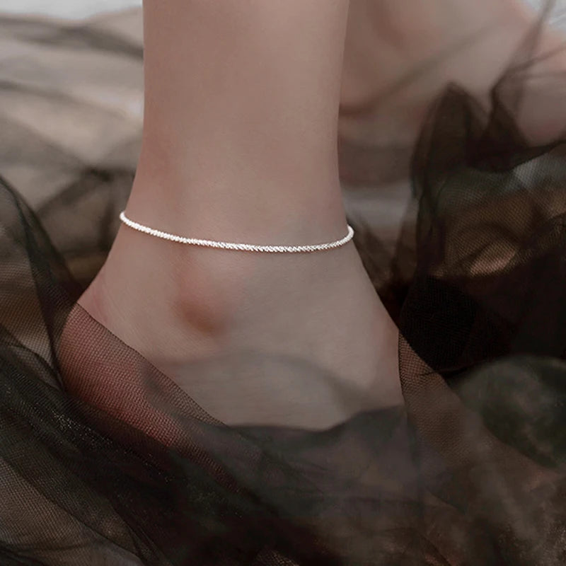 Dazzling Chain Anklet – Silver-Tone, Clear CZ | Varex HQ