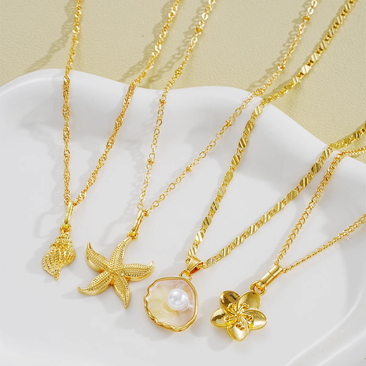 Ocean Charm Layered Necklace Set