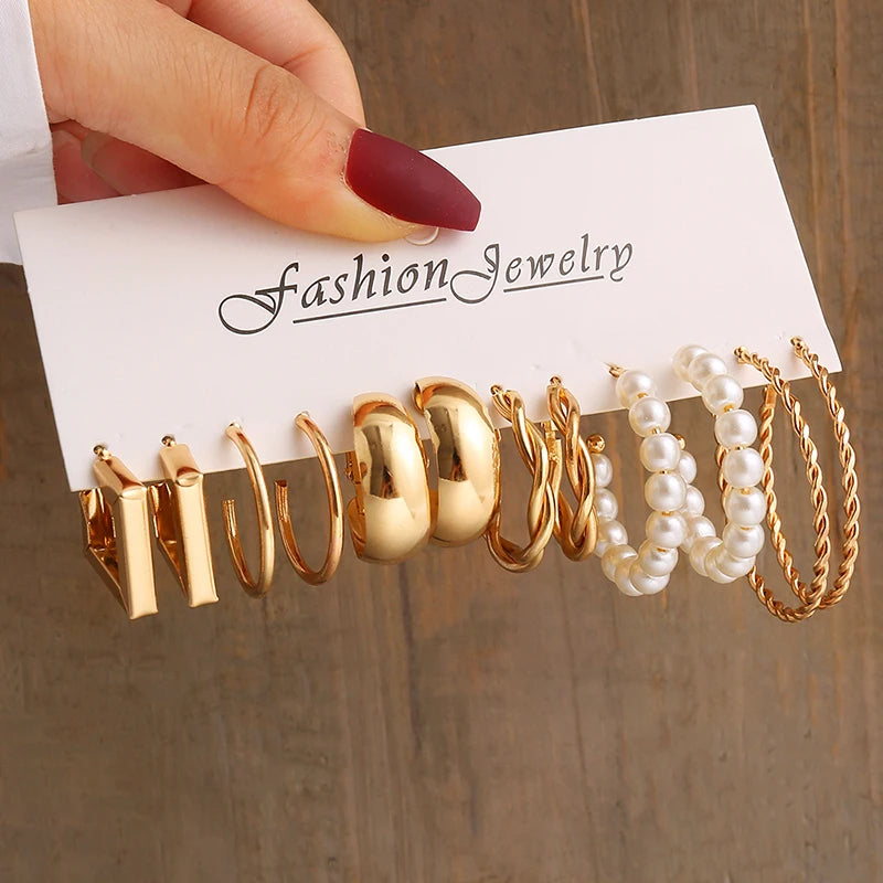 Vintage Gold & Pearl Earring Set