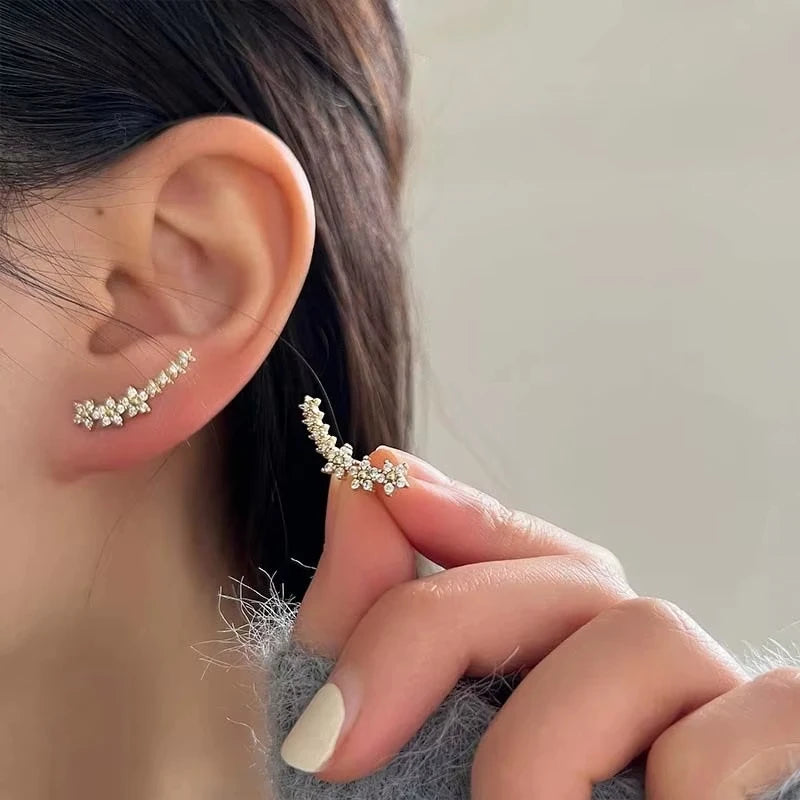 Silver Floral Sweep Earrings