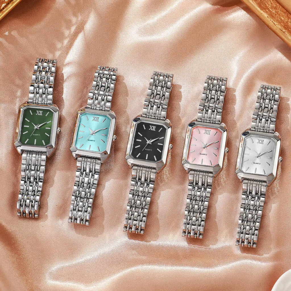 Women’s Rectangular Gold Mesh Quartz Watch | Elegant Square Dial Wristwatch