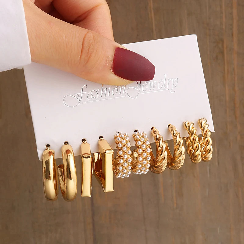 Vintage Gold & Pearl Earring Set