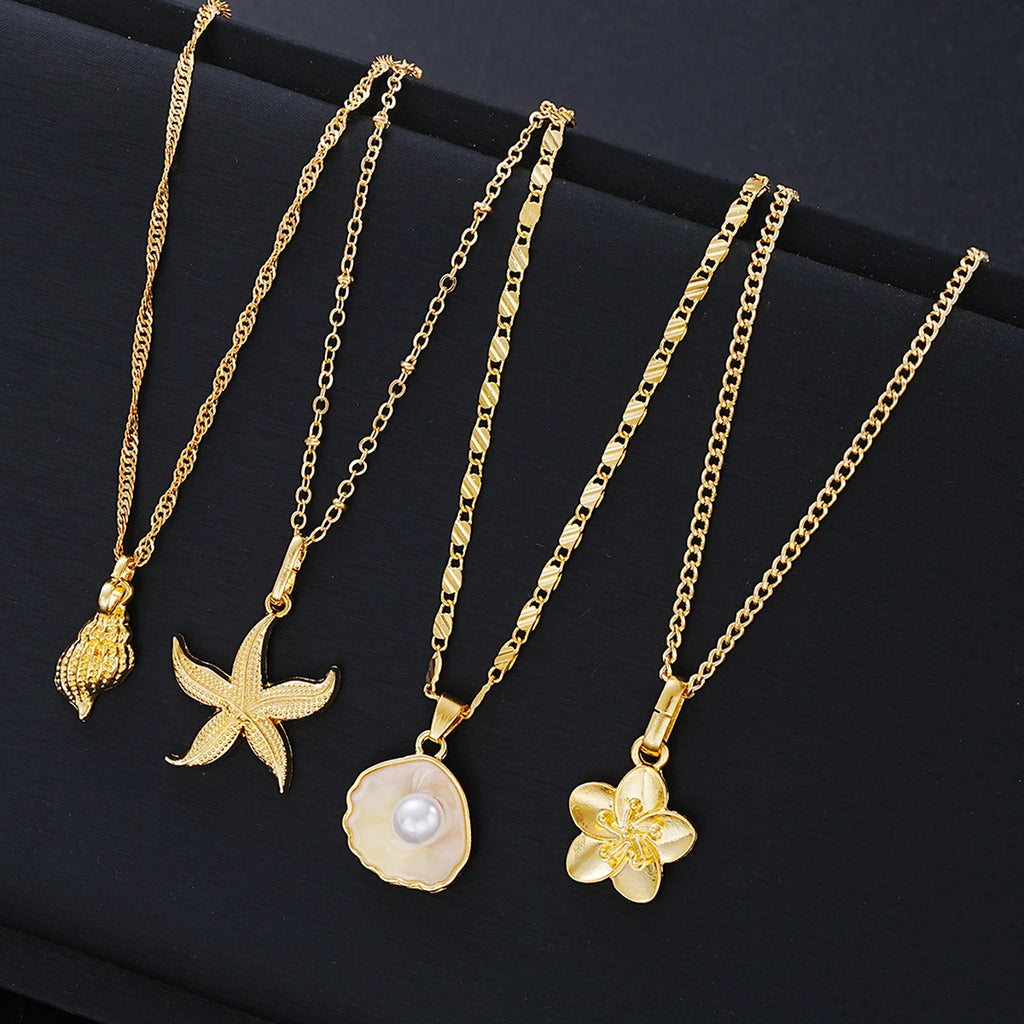 Ocean Charm Layered Necklace Set