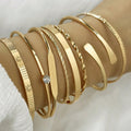8 Piece Gold Crystal Bangle Set | Geometric & Twisted Stacking Bracelets