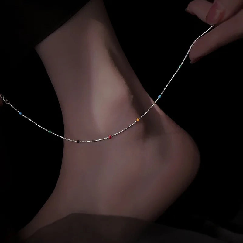 Dazzling Chain Anklet – Silver-Tone, Clear CZ | Varex HQ