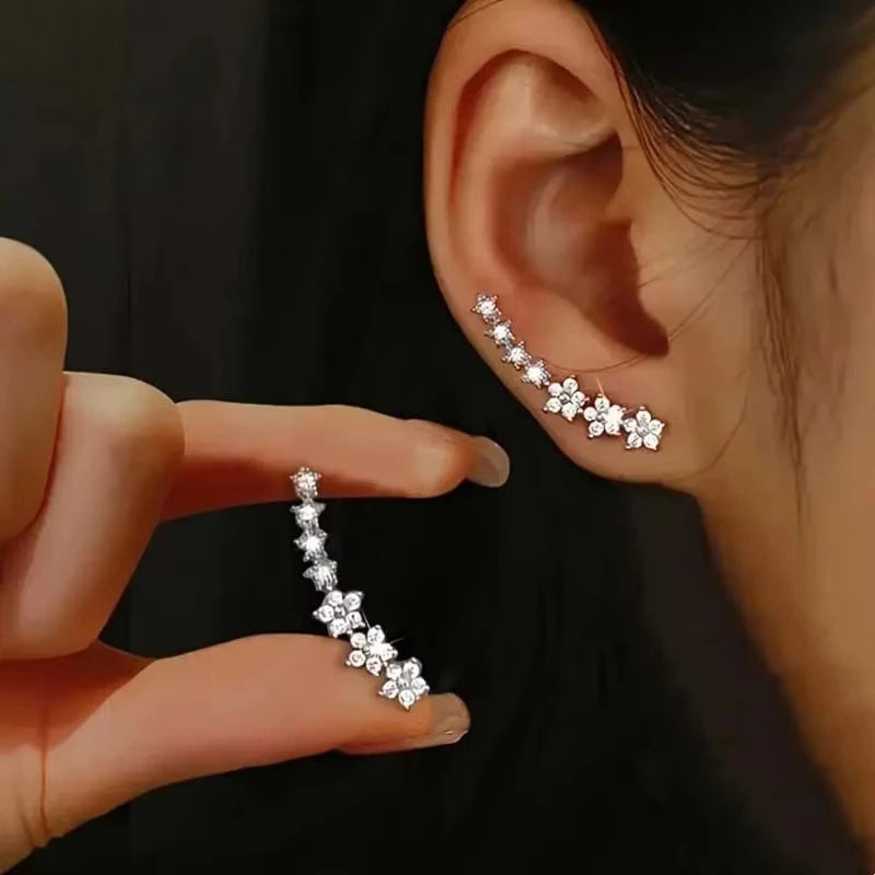 Silver Floral Sweep Earrings