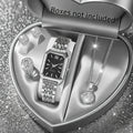 5-Piece Women’s Gold Quartz Watch & Jewelry Set | Rectangular Watch, Necklace, Ring & Earrings