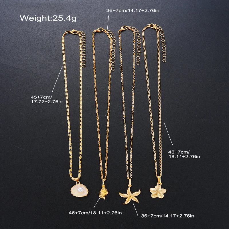 Ocean Charm Layered Necklace Set