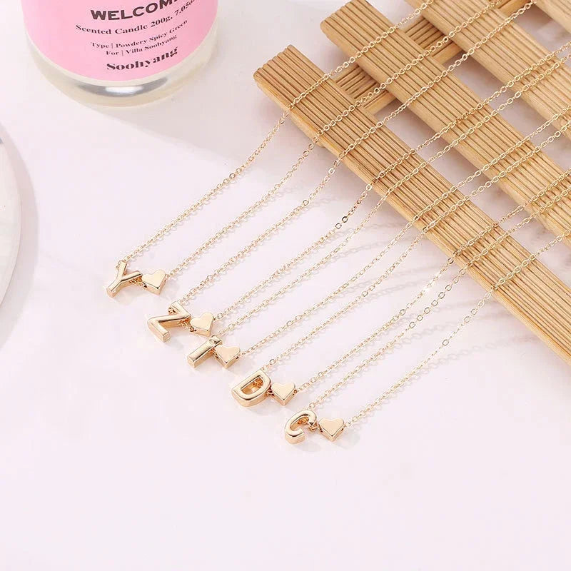 Dainty Heart Initial Necklace