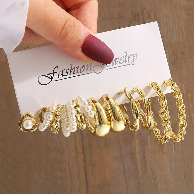 Vintage Gold & Pearl Earring Set
