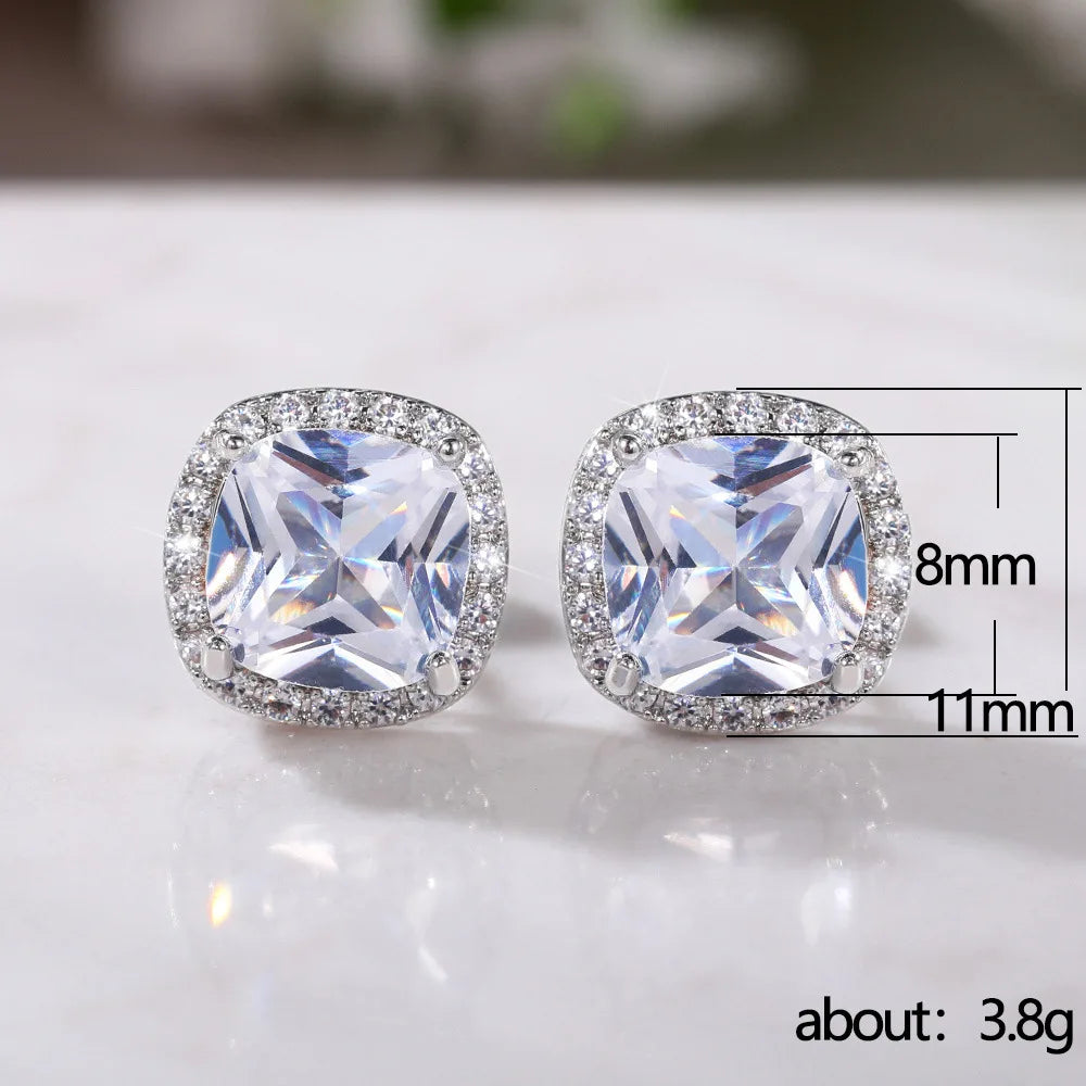 Cushion Cut CZ Halo Studs