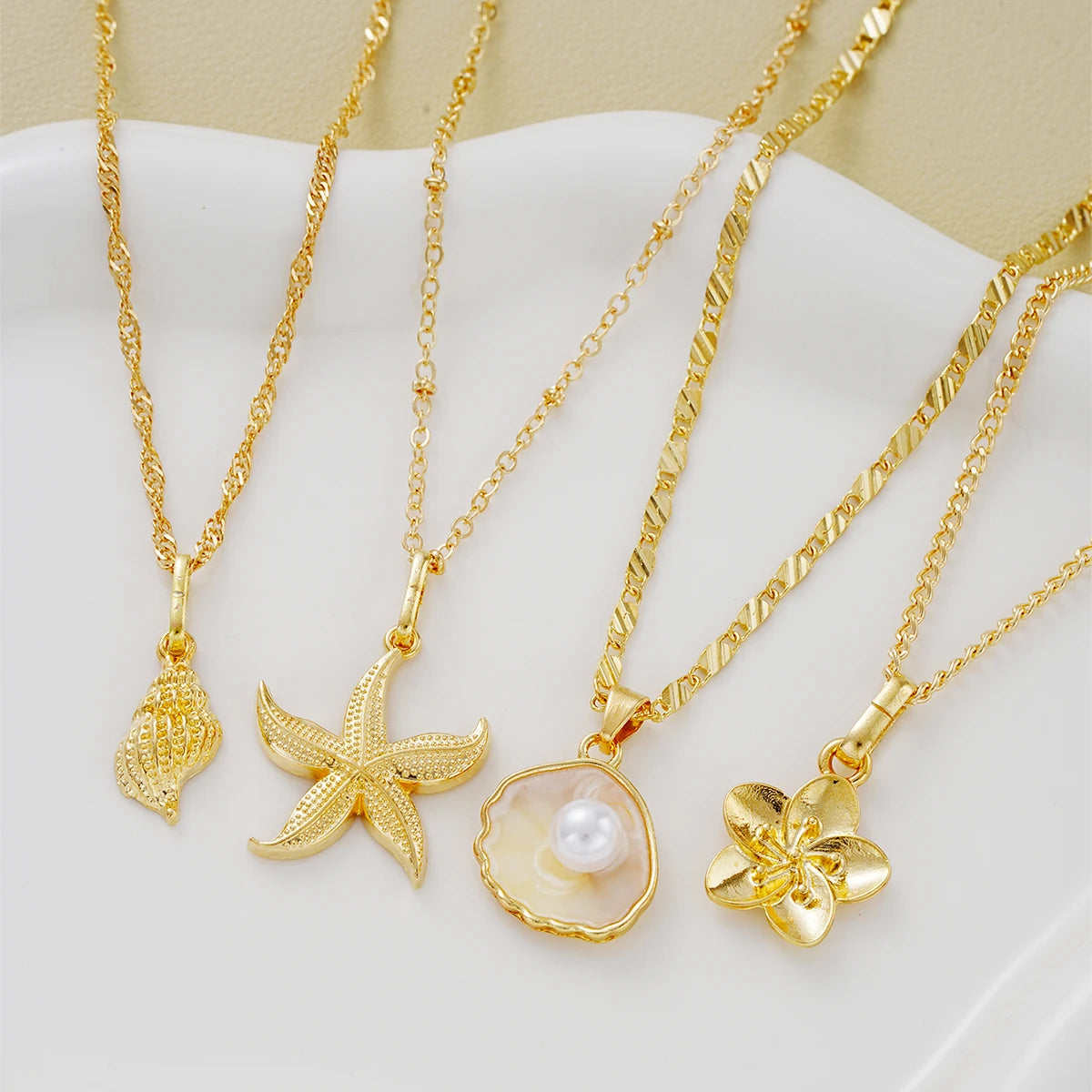 Ocean Charm Layered Necklace Set