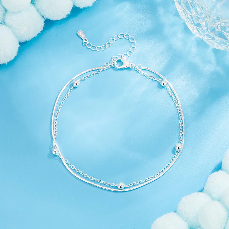Dazzling Chain Anklet – Silver-Tone, Clear CZ | Varex HQ