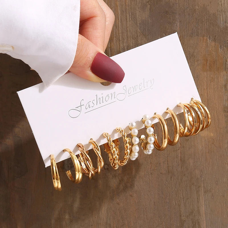 Vintage Gold & Pearl Earring Set