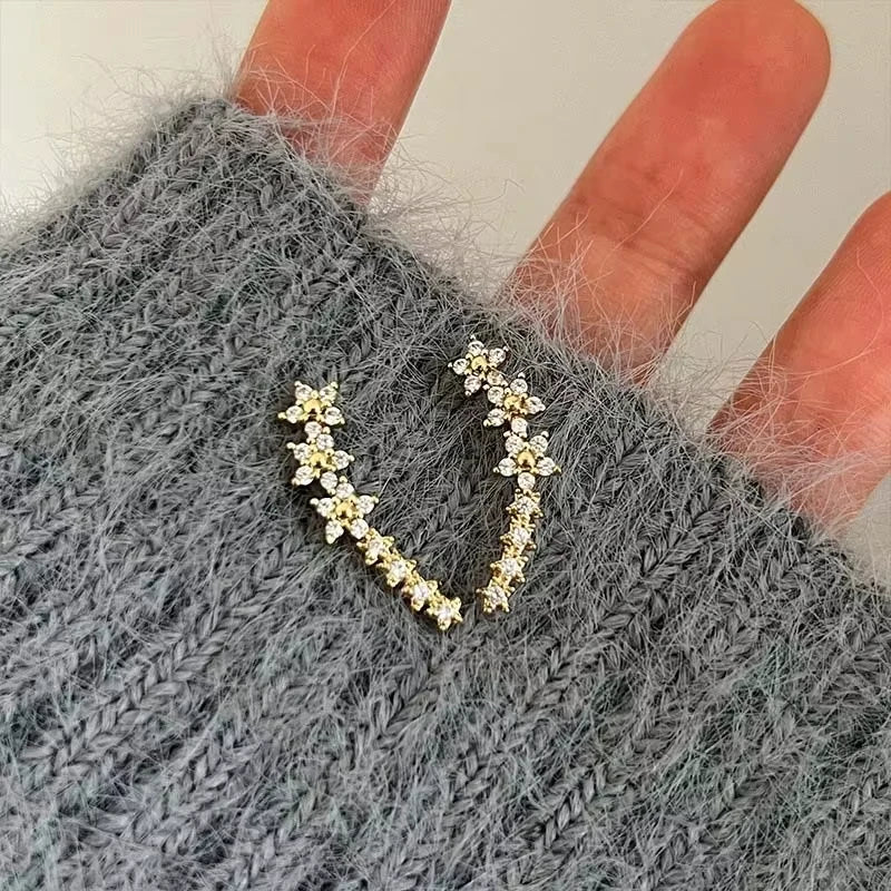 Silver Floral Sweep Earrings