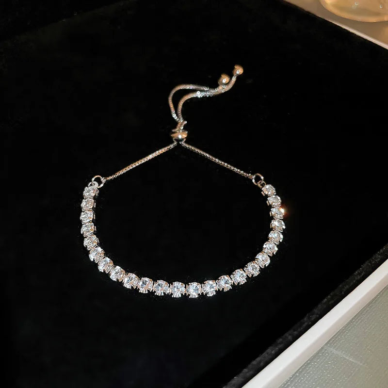 Adjustable Crystal Wave Bracelet | Gold Tennis Slider for Women & Weddings