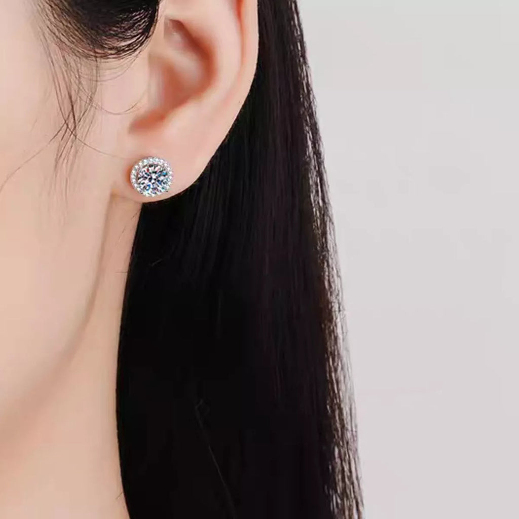 Moissanite Stud Earrings – 1 Carat Sterling Silver – view 6 – Varex HQ