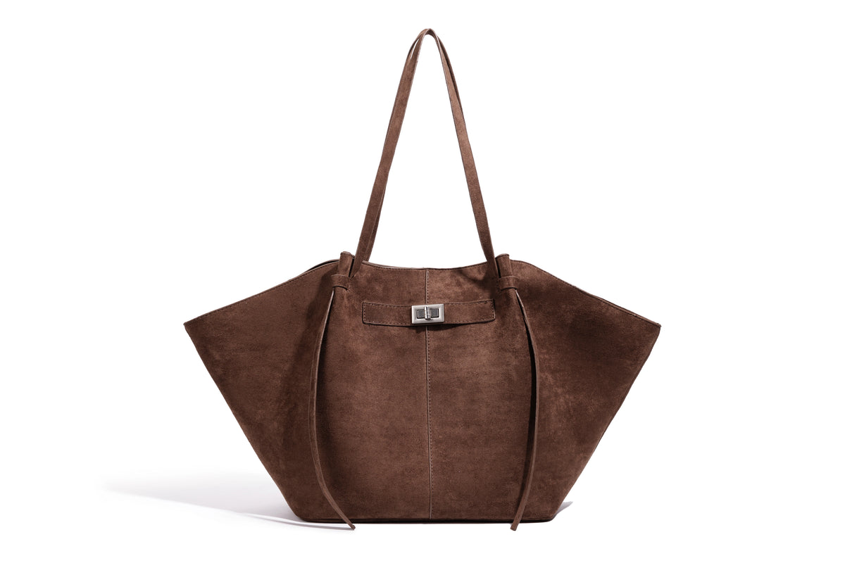 Black bat-shaped vegan leather shoulder bag - interior view showing zip closure