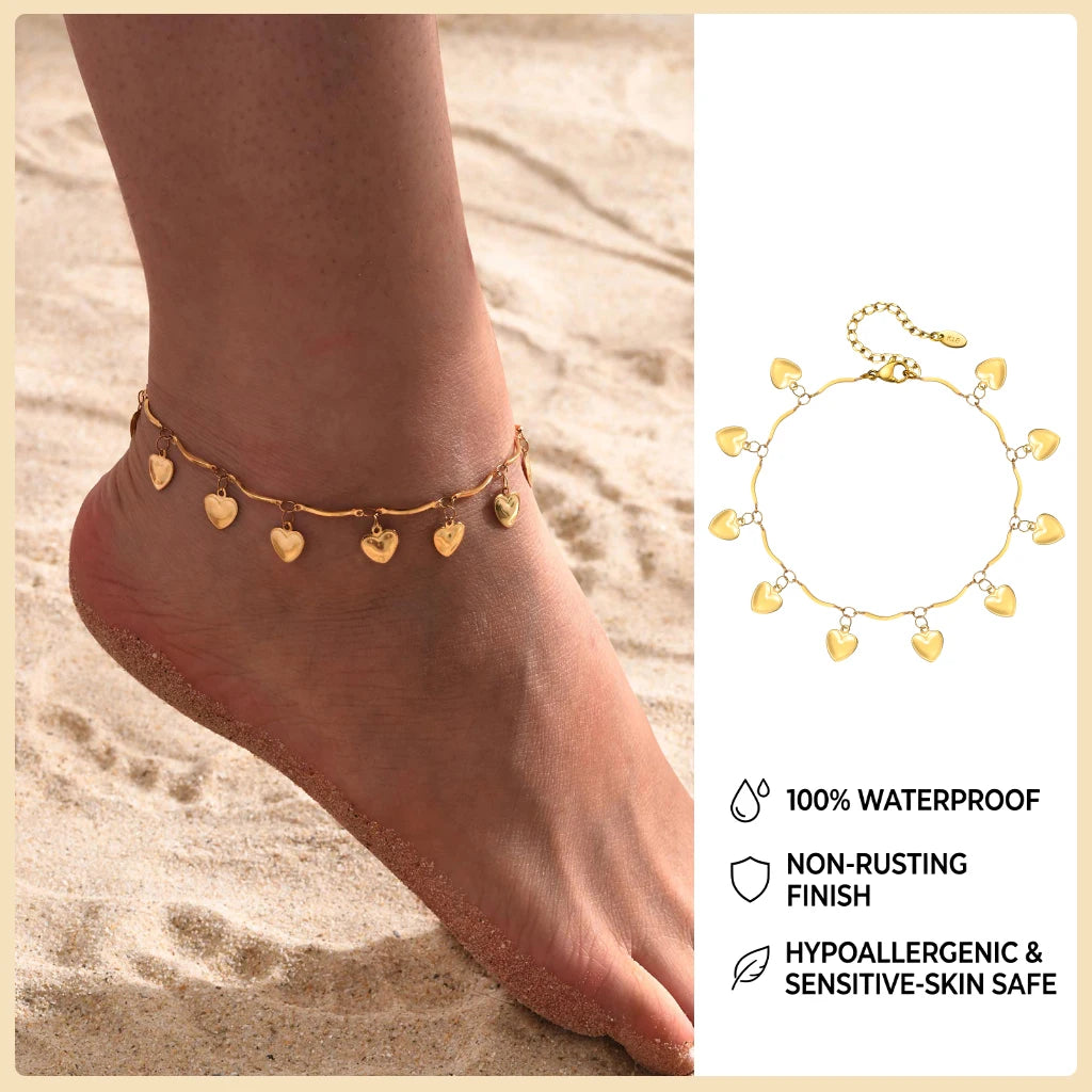 Beaded Cuban link anklet, adjustable clasp detail, Varex HQ