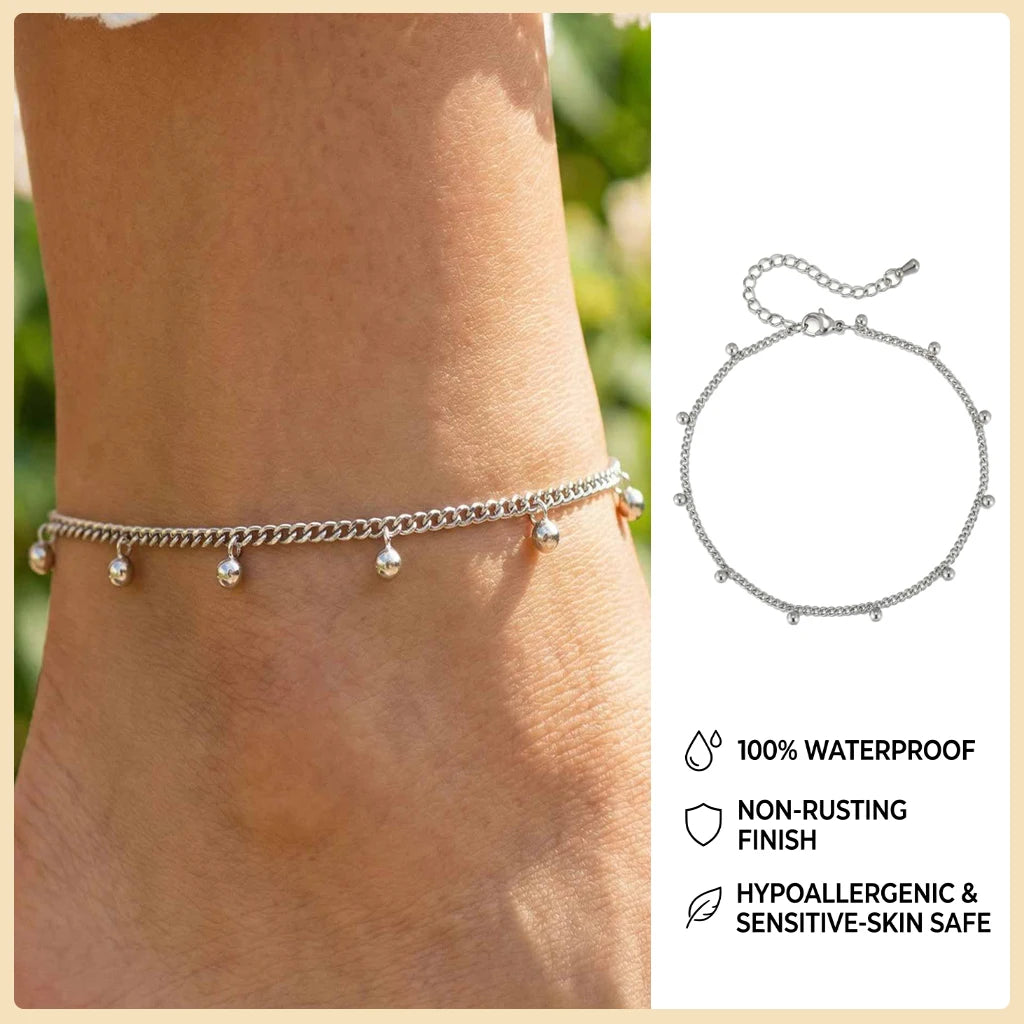 Beaded Cuban link anklet, product packaging, Varex HQ