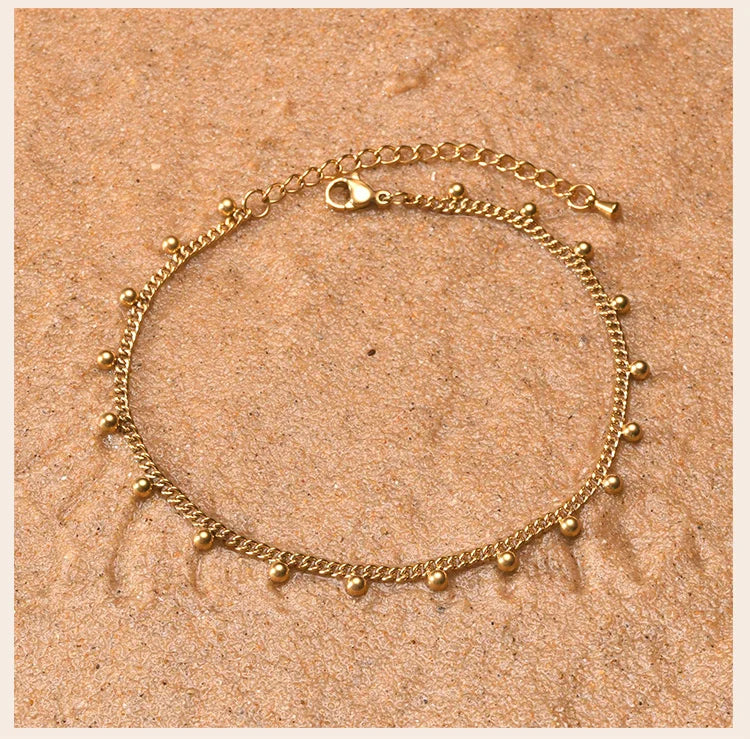 Beaded Cuban link anklet, style variation 1, Varex HQ