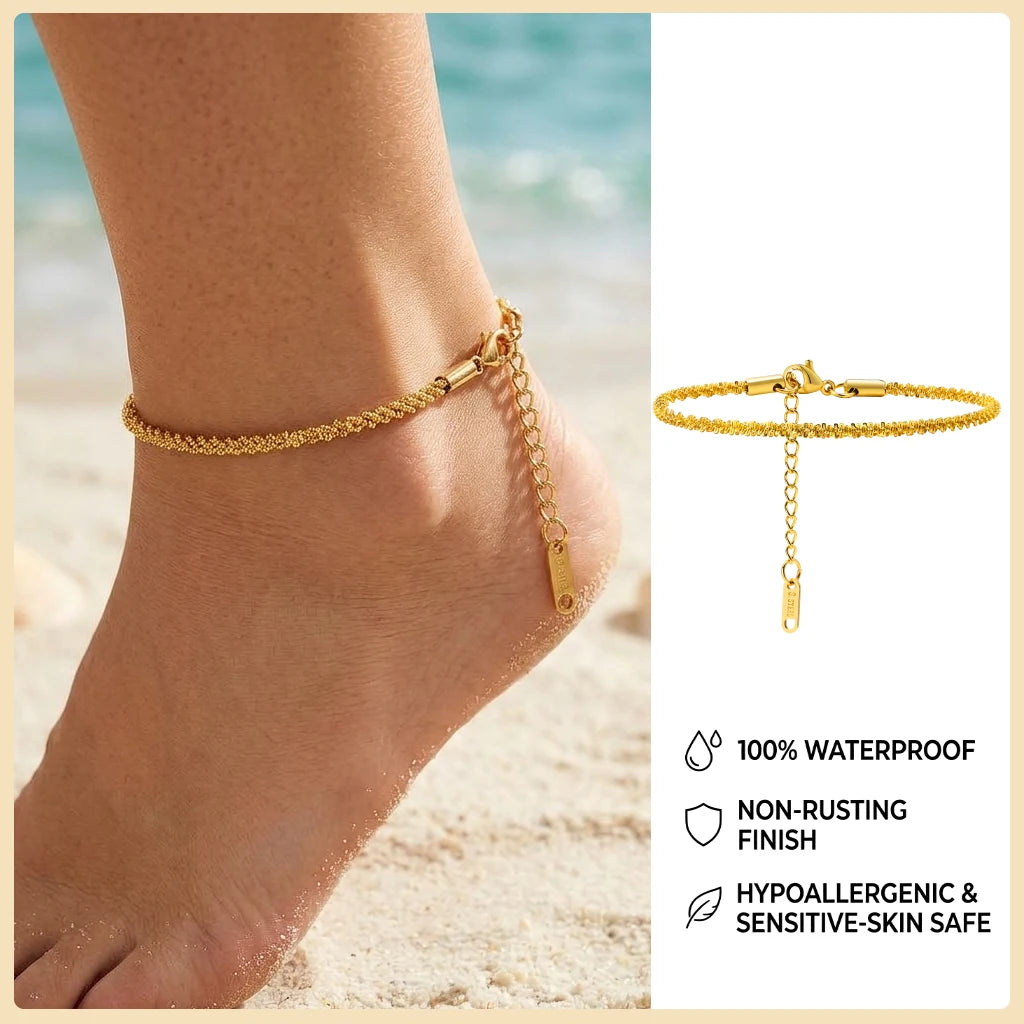 Beaded Cuban link anklet, style variation 2, Varex HQ
