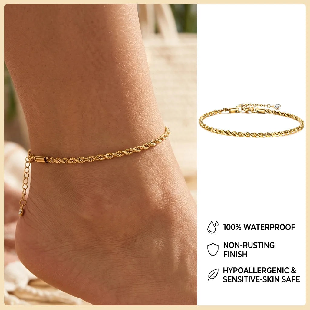 Beaded Cuban link anklet, style variation 3, Varex HQ