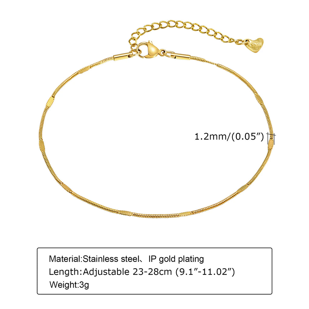 Beaded snake chain anklet, additional angle, Varex HQ