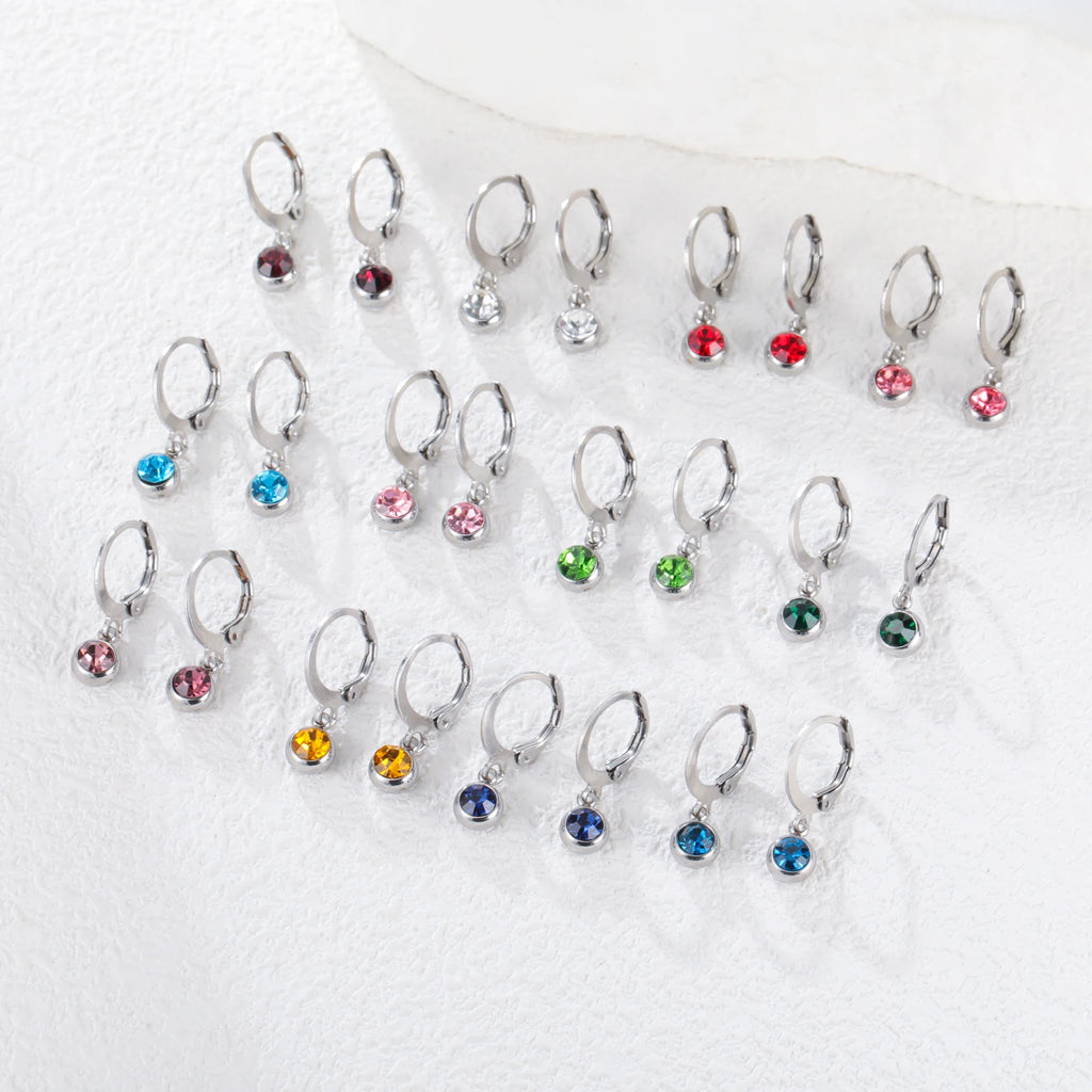 Birthstone Drop Earrings Gold or Silver-Tone – view 2 – Varex HQ