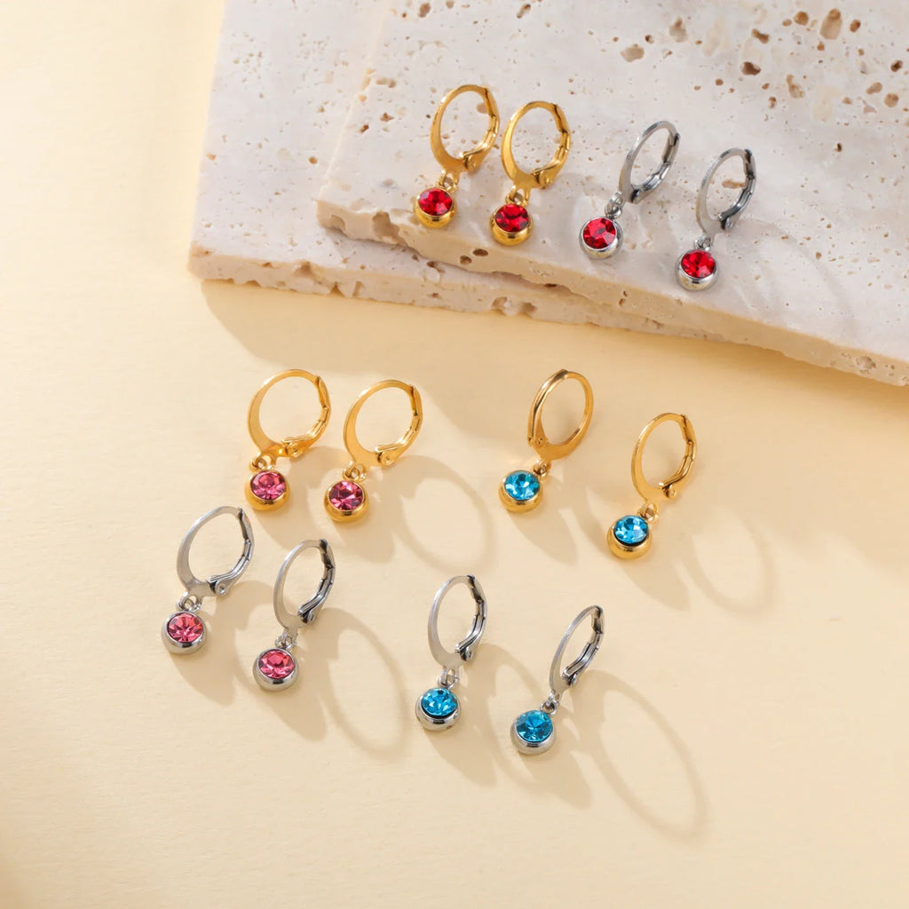 Birthstone Drop Earrings Gold or Silver-Tone – view 3 – Varex HQ