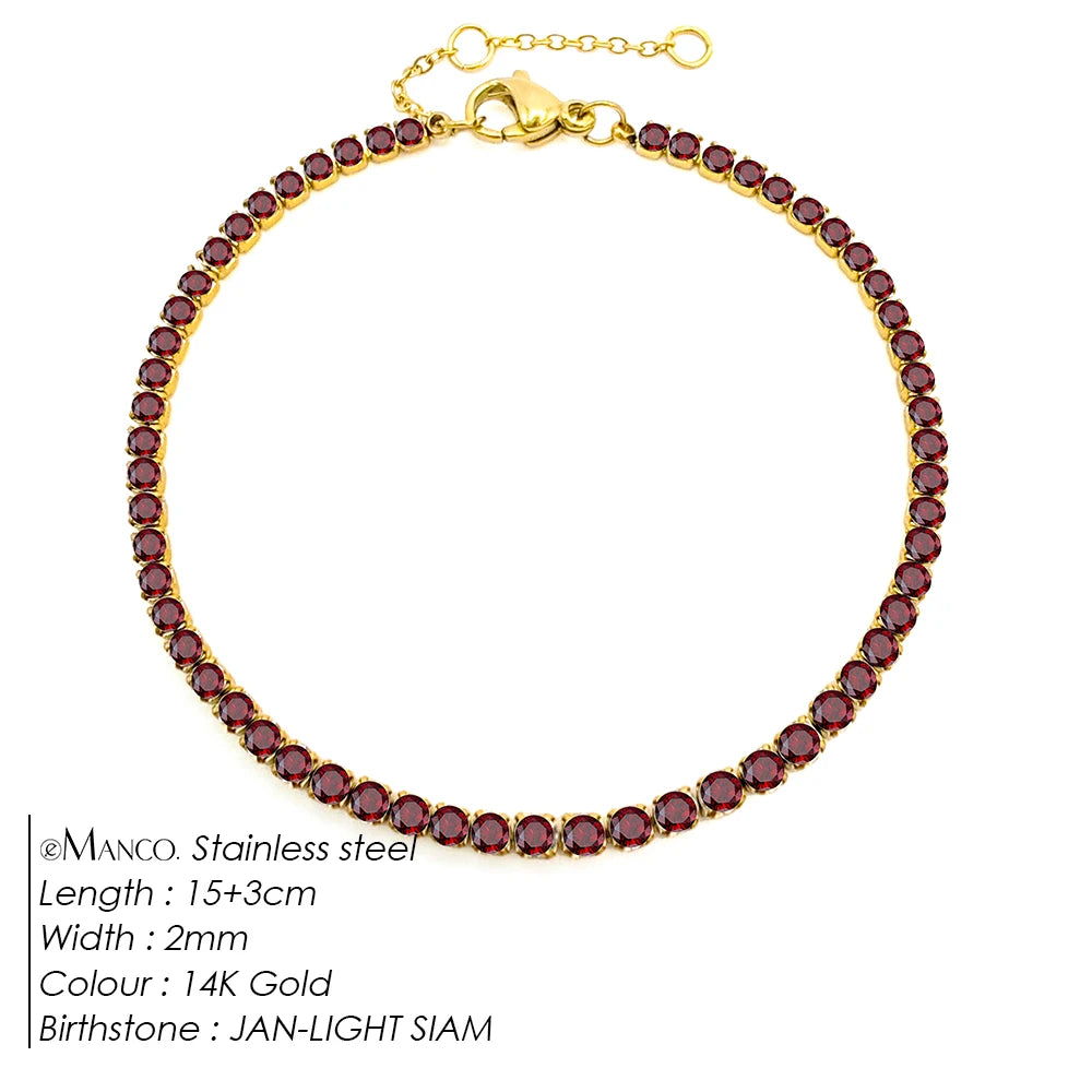 Birthstone Zirconia Bracelet – Gold or Silver-Tone, JAN-Gold Color – Varex HQ