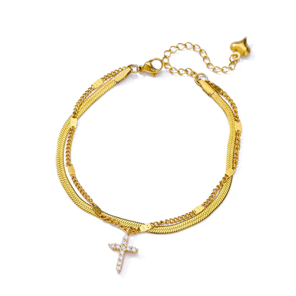 Boho drop anklet in gold-tone stainless steel, style 12, Varex HQ