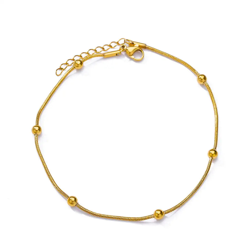 Boho drop anklet in gold-tone stainless steel, style 13, Varex HQ