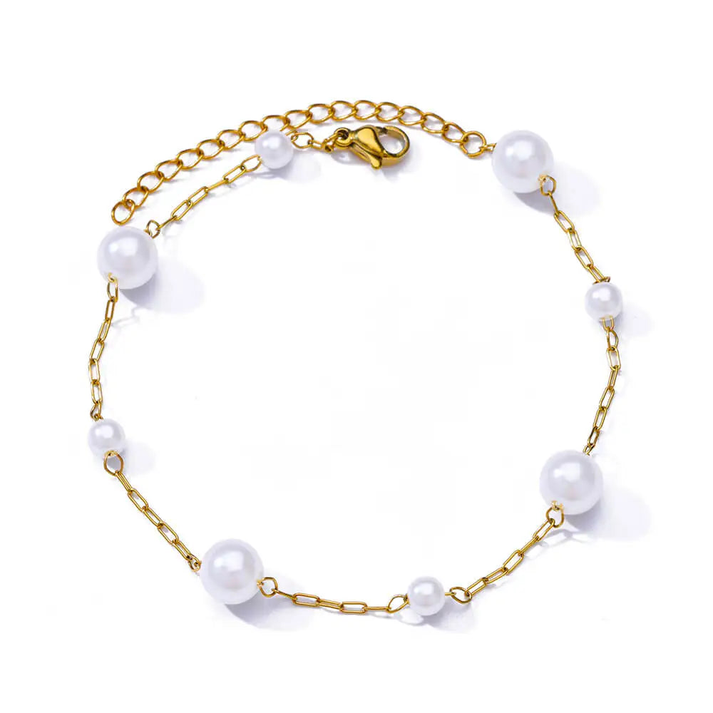 Boho drop anklet in gold-tone stainless steel, style 14, Varex HQ