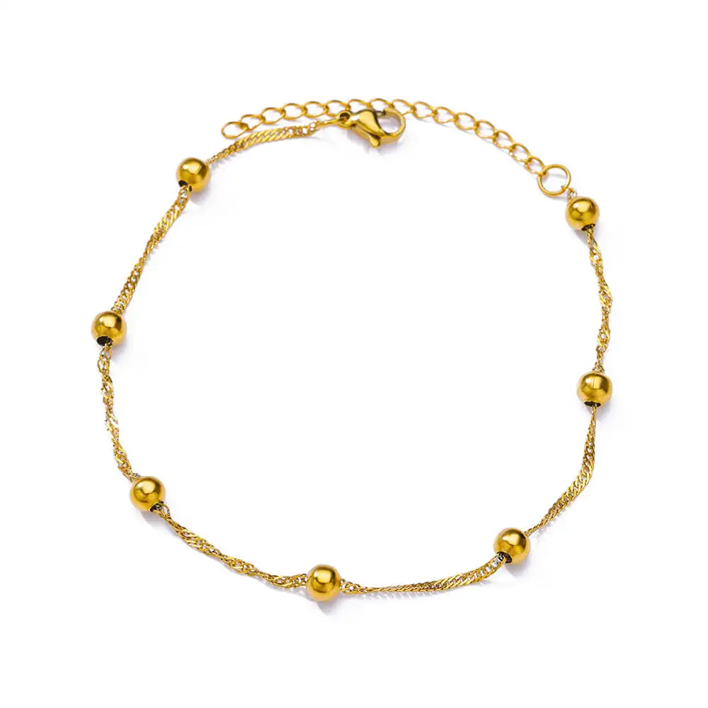 Boho drop anklet in gold-tone stainless steel, style 15, Varex HQ