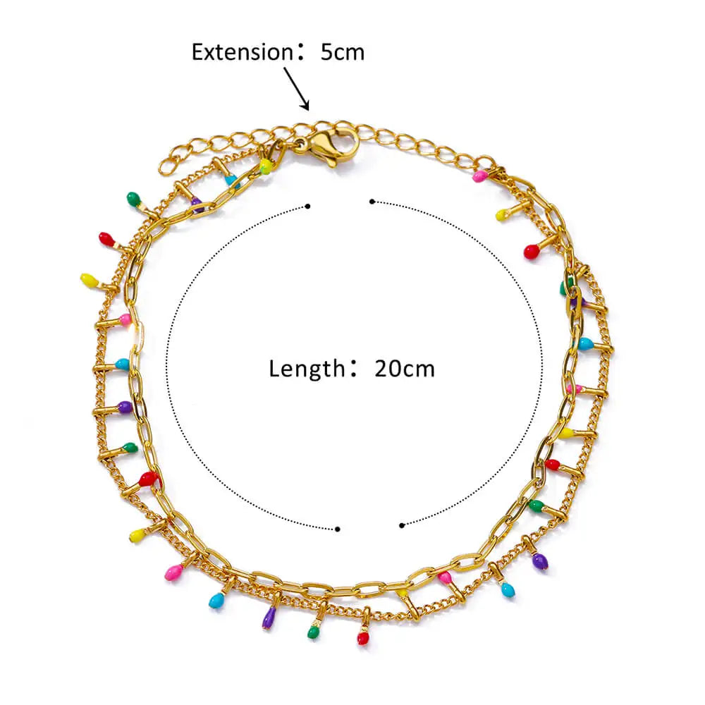 Boho drop anklet in gold-tone stainless steel, style 6, Varex HQ